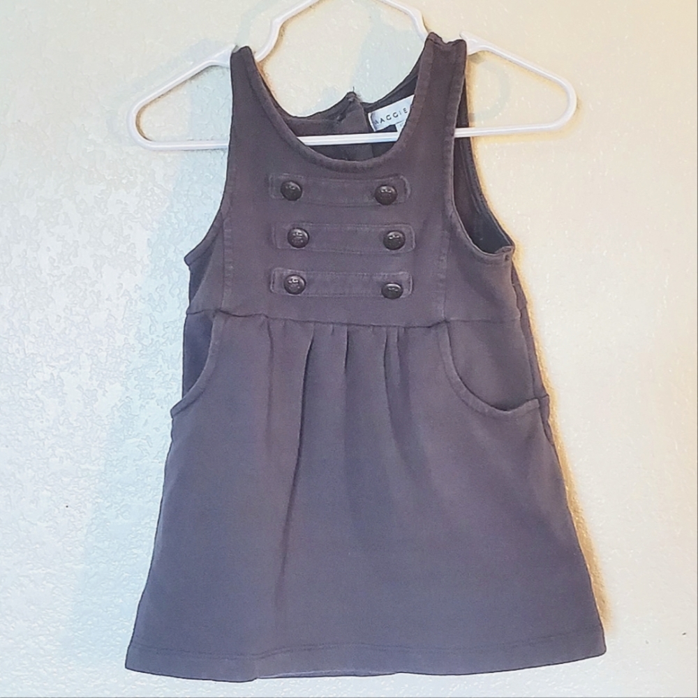 Sz. 12 month Maggie & Zoe military inspired gray dress, brass buttons, pockets!